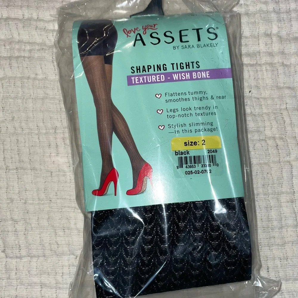 Spanx Love Your Assets Textured Shaping Tights Black Size 2 NEW Wish Bone 2 PAIR